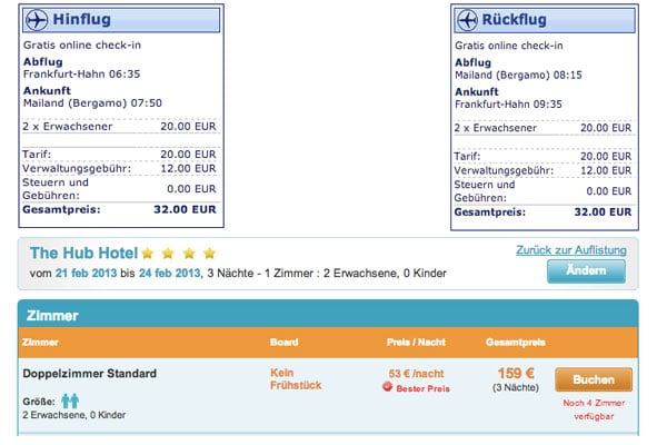 Mailand Booking