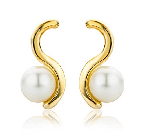 Miore Damen-Ohrstecker 9 Karat 375 Gelbgold Süßwasser-Zuchtperle weiß 4mm MA9039E -